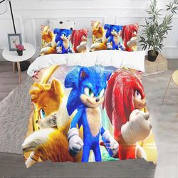 Kerota Sonic vuodevaatteet setti - Anime Sonic vuodevaatteet setti - pussilakana, 3D-tulostus, teini-ikäisille, Sonic Cartoon Single135x200cm