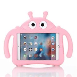 Kid leppäkerttu kotelo ipad mini 1/2/3/4/5, jalusta raskas iskunkestävä kansi, kestävä Vaaleanpunainen