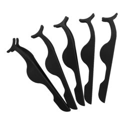 Liltop Falsk øjenvipper pincet klip makeup kosmetisk applikator Værktøj Sort 5PCS