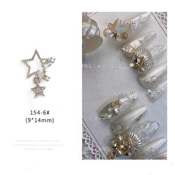 Nail Art smykker Pearl Skaldyr Søstjerner Love Pendant Ring Tide Nail Diamond 1546 sølv