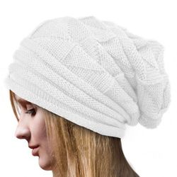 Besser Herre Dame Strikket Slouch Hue Cap Varmere Hvid