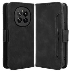 Honor Magic7 5G:lle nahkainen puhelimen lompakkokotelo useilla korttipaikoilla - musta