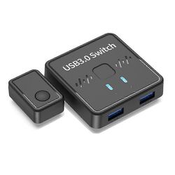 USB 3.0 -kaksisuuntainen kytkin yleisjakotulostimelle, USB-levylle, hiirelle, näppäimistölle kahden tietokoneen välillä Kuten