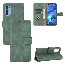 Etui til Oppo Reno 4 4g Cover Premium Læder Med Kortholder Flip Folio Magnetisk Etui Coque - Sort Grøn