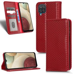 Kompatibel med Samsung Galaxy A12 / M12 Premium Pu Leather Flip folio-deksel med kortspor magnetisk lukkingsdeksel Claret