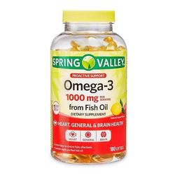 Spring Valley omega-3 kalaöljy pehmeät geelit, 1000 mg, 180 laskea