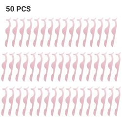 Besser 1/5/30/50x Fake Lash Pincet Klip Falsk øjenvipper Makeup Applikator Tool Lys Pink 50PCS