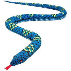 Plys kæmpe slange realistiske dyrerøde øjne legetøjsgaver til og piger 110 tommer blå