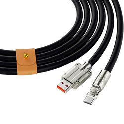 Hurtigladekabel USB til C-ledning 180 graders roterende rettvinklet hode for rask lading av mobiltelefon Svart 2m Type-C flat Round