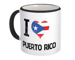 Xpgifts Gave krus: Jeg elsker Puerto Rico Heart Hvid m/ Sort håndtag