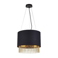 Searchlight Lighting Fringe 3 Let rundt vedhæng Matt Sort Skygge, Guld, E27