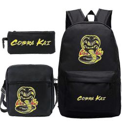 3 kpl setti Cobra Kai Reppu Lapset Koululaukut Rennot laukkupakkaukset Printit Reppu Teini-ikäisille Tytöt Pojat Matkalaukkupakkaukset 1