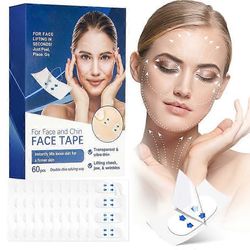 Kasvojen kohotusteippi, näkymättömät kasvoteipit roikkuvan ihon nostamiseen Piilota kaksoisleuka sileät rypyt kasvot (60 kpl)