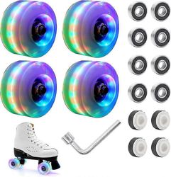 Led Light Up rullaluistimen renkaat laakereilla 4 kpl Viileästi valaistut renkaat kaksiriviseen rullaluisteluun 32mm X 58mm-MXBC