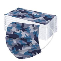 50stk Engangs voksne maske Paisley Print Ansigtsmaske 3ply Ear Loo Sølv
