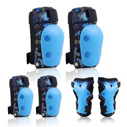 Mikasa 6 I 1 Børns Bike Pad Set Knæ, Albue, Wrist Guard, Sports Protector, Bike Skateboard, Rulleskøjteløb Blå M