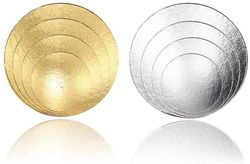 Linkrunning Kagebræt, 8 kagebrætsæt kagetallerken, kagetallerken, sølv/guld, 16cm/ 21cm/ 25cm/ 30cm, kagedekoration Som vist As shown