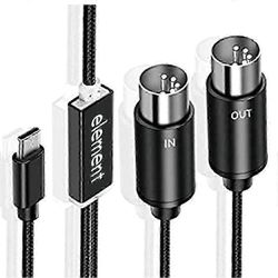 MIDI-USB C -kaapelimuunnin LED-valolla näppäimistölle ja tietokoneelle - Type C MIDI-sovitin musta