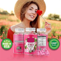 Pms Supplement Gummies - PMS-vitaminer för kvinnor Tonåringar - PMS lättnadsperioder - Kramper, uppblåsthet, humörstörningar