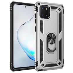 Stødsikker rustning sag for Samsung A70e med støttefod all inclusive dække sølv rpc3011