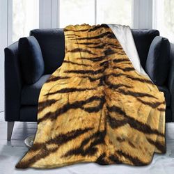 Animal Skin Tiger Print Throw Blanket Koristeellinen flanellinheitto Super pehmeät kodikkaat kevyet peitot sohvalle sänky sohva koko kauden 50x40in...