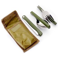 Wabjtam GHYT Bestikksett, sammenleggbart bestikk i rustfritt stål Sett gaffelknivskje for utendørs camping Vandring piknik