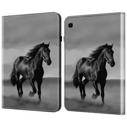 Samsung Galaxy Tab S6 Lite (2020/2022/2024) -kotelon nahkaisille tabletin kansikorttipaikoille Musta hevonen