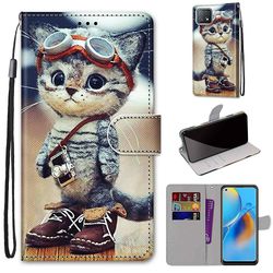 Foxdock Sag til Oppo A73 5g/ A53 5g Creative Pattern Tui Magnetisk Card Holder Wallet - Kitten