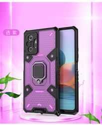 Shockproof rustning sag for xiaomi poco x3/poco x3 pro med støttefod all inclusive dække lilla rpc152