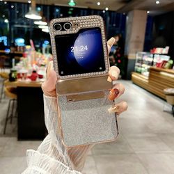 Samsung Galaxy Z Flip6 5G -kotelolle strassit sisustus kova PC taitettava puhelimen kansi Hopea