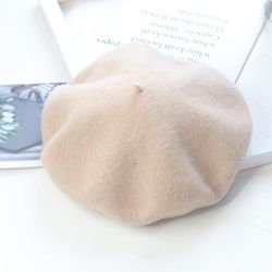 Wekity Hat Kvinner Vinter Beret, Ull Beret, Varm Lue Ull Strikket Lue, Beige