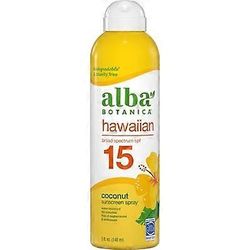 Alba Botanica Havaijilainen kookospähkinän aurinkosuojasuihke SPF 15 5oz / 148ml