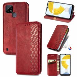 Kompatibel med Realme C21y Flip Case Etui Vintage Wallet Flip Cover med magnetisk lukning Coque - Blå rød