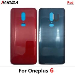 Nyt batteri Bagdæksel Glas Bagdør Udskiftning Hus Klistermærke Lim til Oneplus 6 6T med logo OnePlus 6 rød