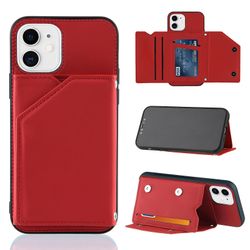 Gangxun Sag til Iphone 12 Vintage Cuir Cover Læderetui Kofanger - Rouge