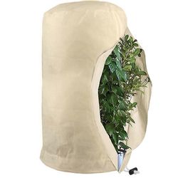 Frostbeskyttelsesposer til planter Genanvendeligt plantebeskyttelsesdæksel med snøre Havefleeceposer Vinter Beige XXL-200x240cm