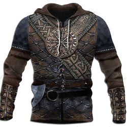 Viking Armor tatuointi Hieno 3D-tulostus Miesten hupparit Casual All-Match Harajuku Style Unisex pusero Autumn Trend Miesten vaatteet OFSQ-00450 M
