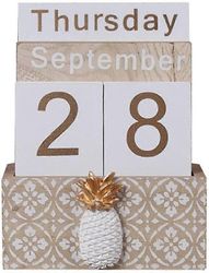 Puinen ikuinen kalenteri, vintage-puupalikka Ikuinen kalenteripöytä Lisävaruste kuukausi Viikko päivämäärä lohkot fo