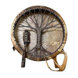Shamaanirumpu 20 cm käsintehty shamanistinen rumpu käsirumpu rumpukapulla Tree of Life -ääniparannustyökalu henkiseen musiikkiin, pohdintameditaati...