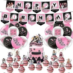 Wjiaer Heytea Blackpink -juhlatarvikkeet faneille syntymäpäiväjuhlien koristeet - 1 Blackpink Party -banneri 18 Blackpink Party -ilmapalloa 17 Blac...