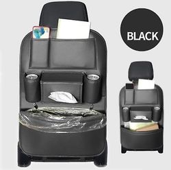 Lauwodun Bil Garbage Bags Læder hængende bil opbevaringsposer Seat Back Tasker sort