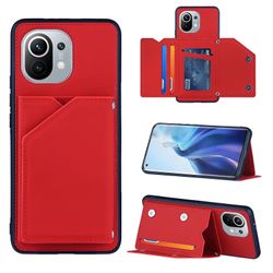 Gangxun Sag For Xiaomi Mi 11 Vintage Cuir Cover Læderetui Kofanger - Rouge