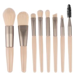8 Børster Skønhedsværktøjer Blød hår makeup børste sæt træ håndtag bærbare Mini Blush makeup børste sæt Abrikos