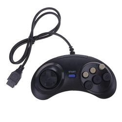 6-painikkeinen langallinen ohjainlevy peliohjain Mega Drive Megadrive Megadrive Sega MD Genesisille Musta