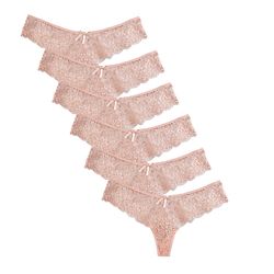 Blondetrusser Til Kvinder Hipster Sexet Bikini Mesh G-streng 6 Pakke Pink L