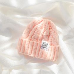 Ren farve japansk twist garn koreanske vinter studerende varm øre beskyttelse strikke par alsidige cold hat Baby pink