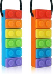 tygge halskjede, sensorisk tygge halskjede for barn småbarn med autisme adhd, oral motor chewy teether(2 pack)