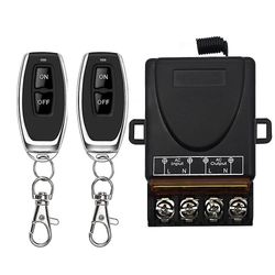 AC 220V 30A 1CH 433MHz langaton kaukosäädinkytkin RF-releen vastaanotin + päälle / pois lähetin sähkölaitteen lampulle musta