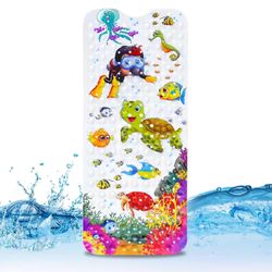 Luistamaton kylpyammematto, 100x40cm sarjakuva vauvan kylpymatto, liukumaton 200 imukupin PVC-materiaalilla, täydellinen lapsille ja vauvoille