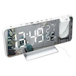 Tianzun Ny Led Digital Vekkerklokke Bord Se Elektronisk Desktop Klokker USB Wake Up Fm Radio Time Projector Snooze Funksjon Alarm Hvit